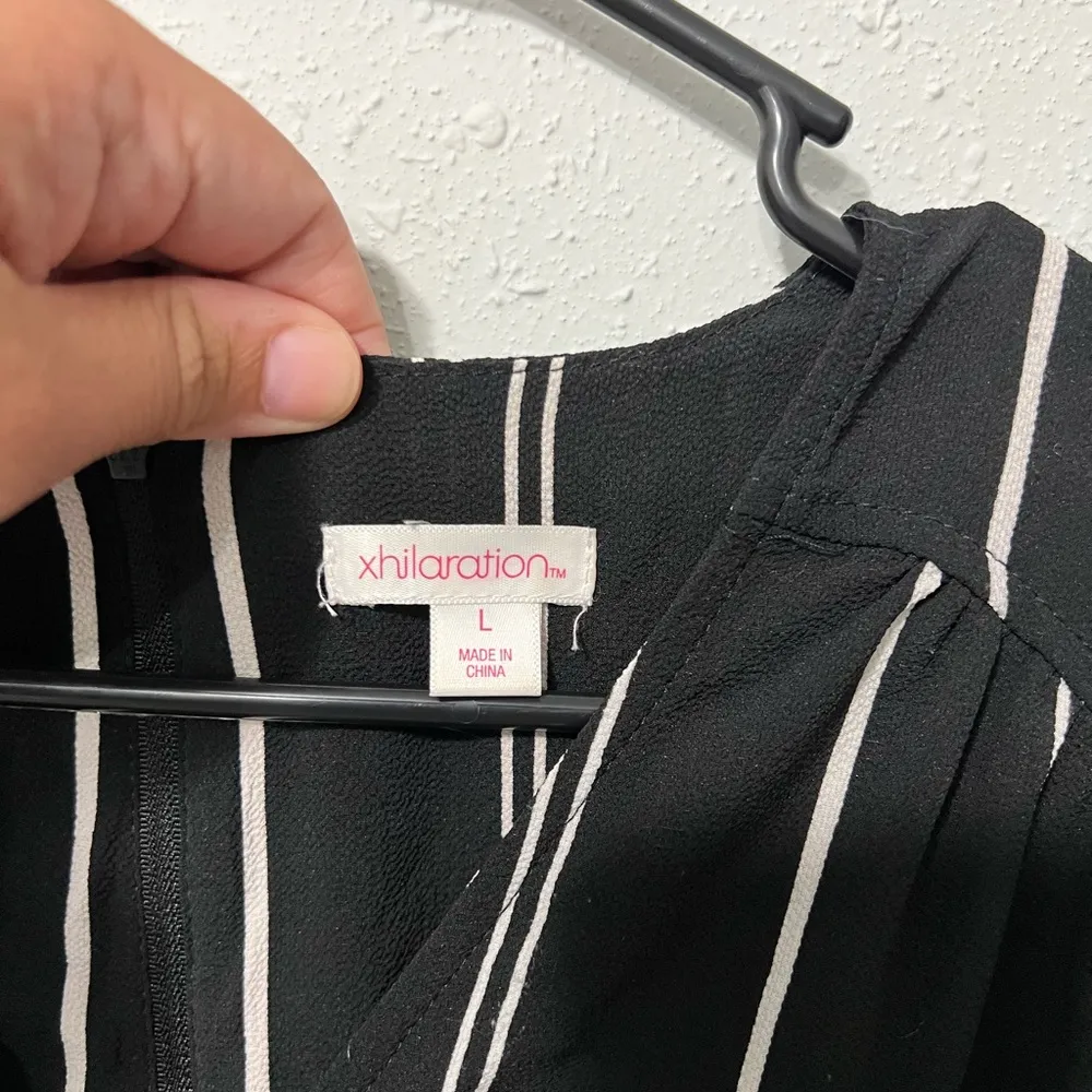 Xhilaration Black Romper with White Stripes - Image 4