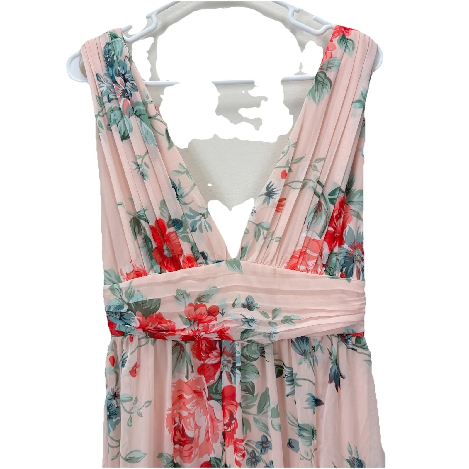 NWT Lulus Peach Pink Garden‎ Meandering Blush Floral Chiffon Maxi Dress MEDIUM - Image 6