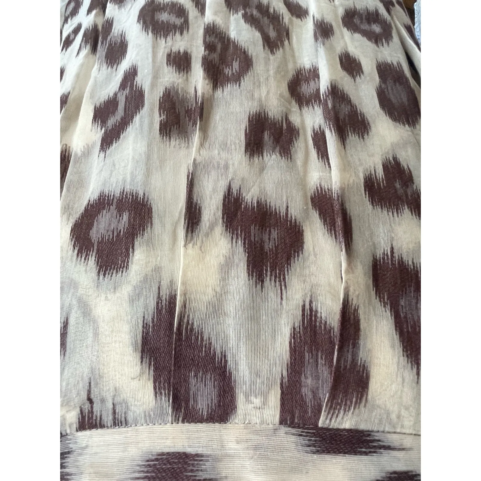 Lafayette 148 New York Brown Linen/Silk Blend Animal Print Skirt Size 4 - Image 5