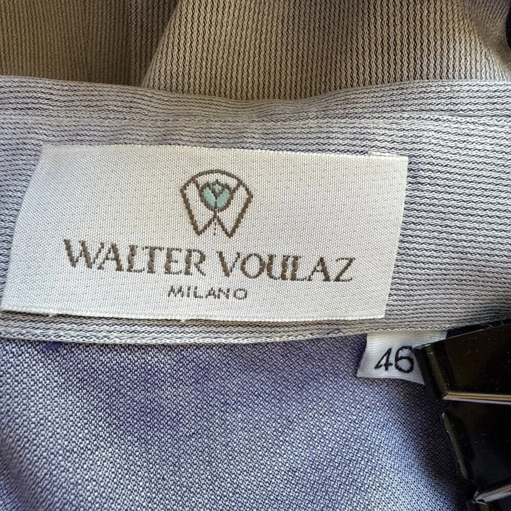 Walter Voulaz Womens Cropped Button Up Top Shirt Size 46/US 10 Blue Cotton Italy - Image 7