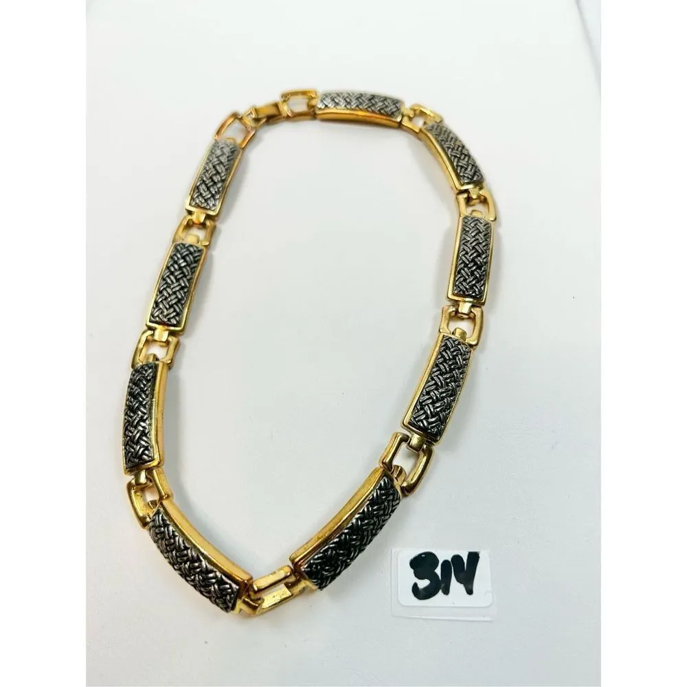 Gold toned and gray bar statement necklace 12” chocker style - Image 3