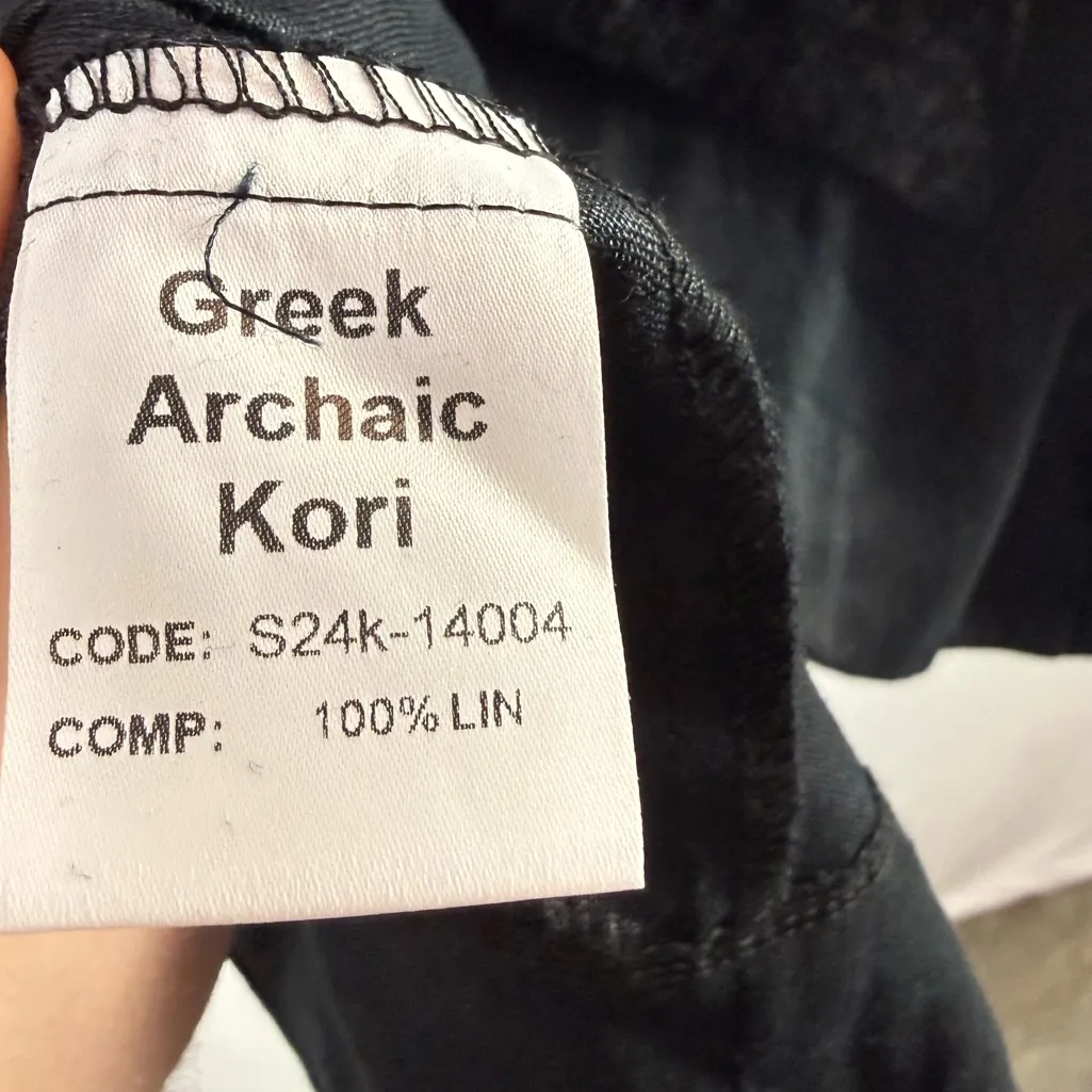 GREEK ARCHAIC KORI Linen Sena Top in Black Size Small - Image 7