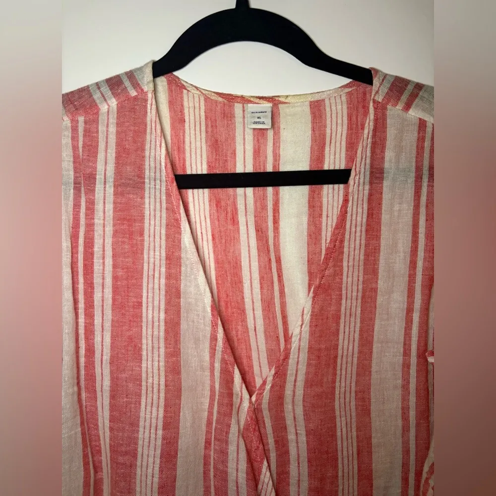 Striped Wrap Top - Red and White - Image 2