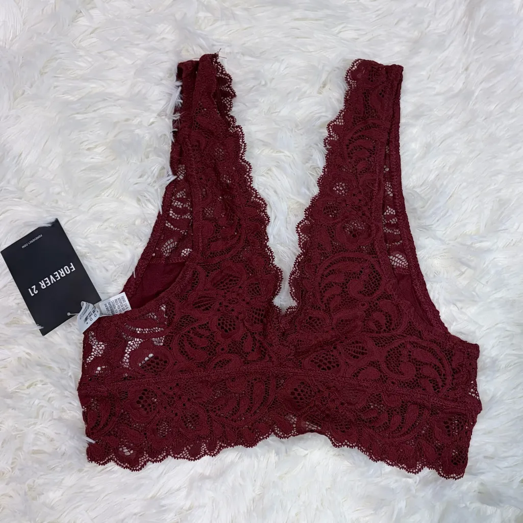 Forever 21 Burgundy Lace Bralette - Image 2