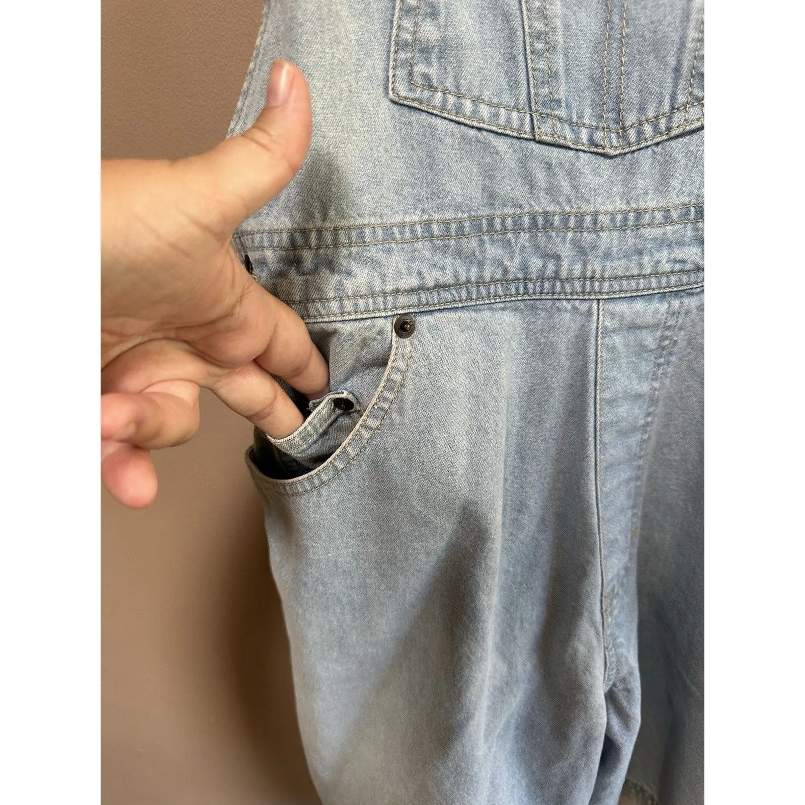 Vintage‎ Levis Bib Womens Overalls Shorts Shortalls 90s Y2K Size XL Light Wash - Image 6