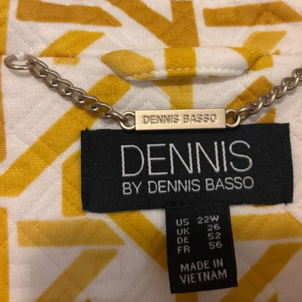 Dennis Basso Womens Jacquard Knit Button-Front Quilted Jacket - Gold/White (22W) - Image 4