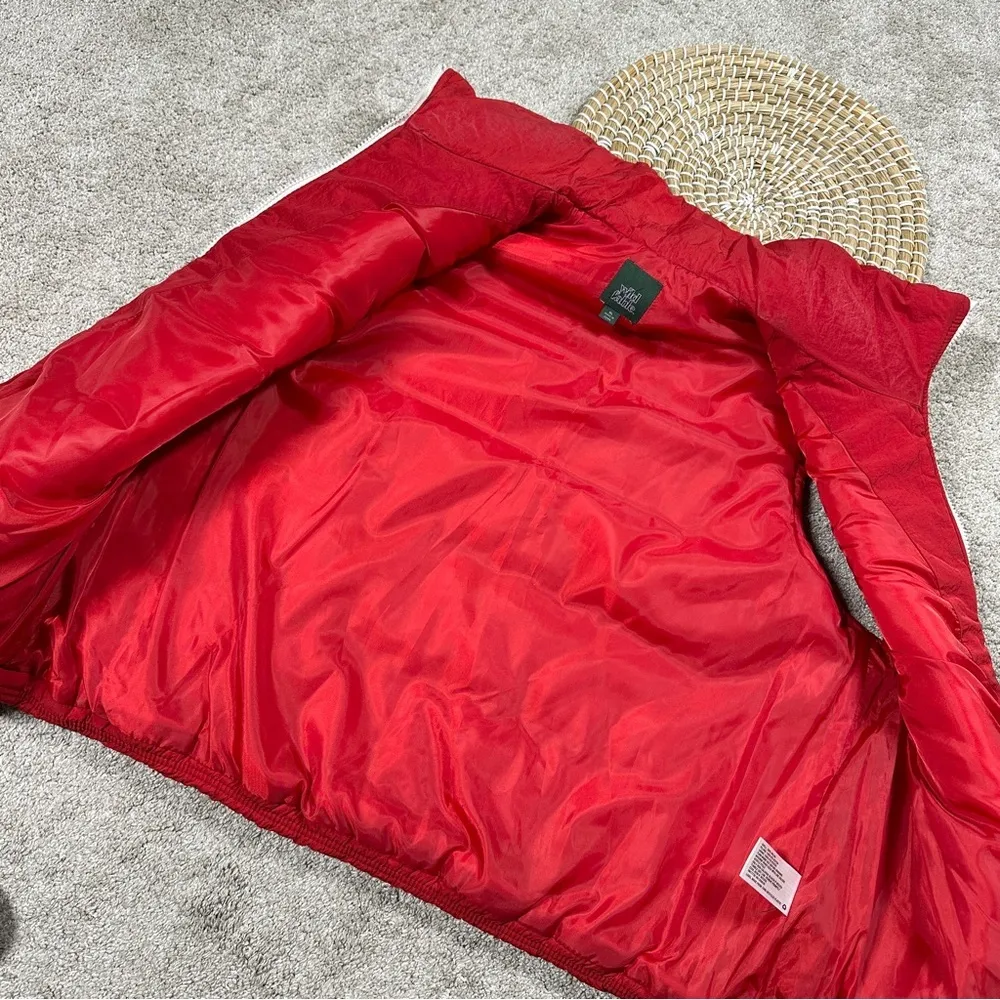 Wild Fable Red Multi Poppy Full Zip Puffer Nylon Vest Retro 90s Style Size XL - Image 7