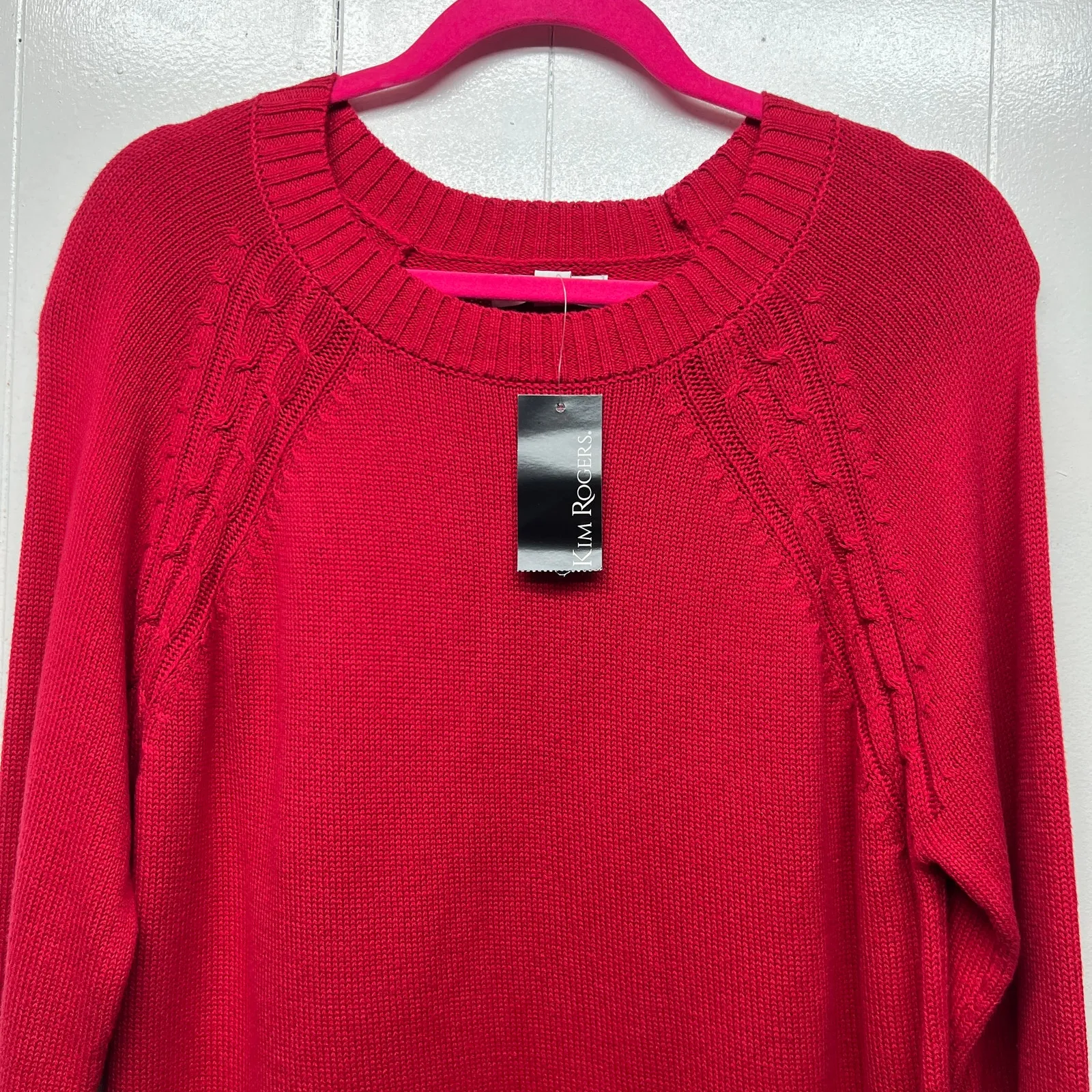 Kim Rogers Cotton Red Pullover Knit Women's Sweater Size Medium Breathable - Image 3
