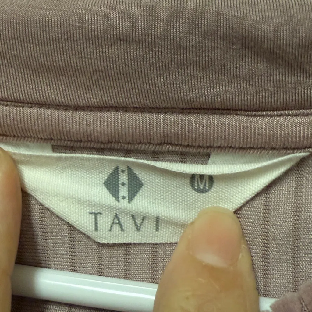 TAVI ACTIVE Primrose Brushed Rib Pullover Hoodie Size Medium Pink - Image 13