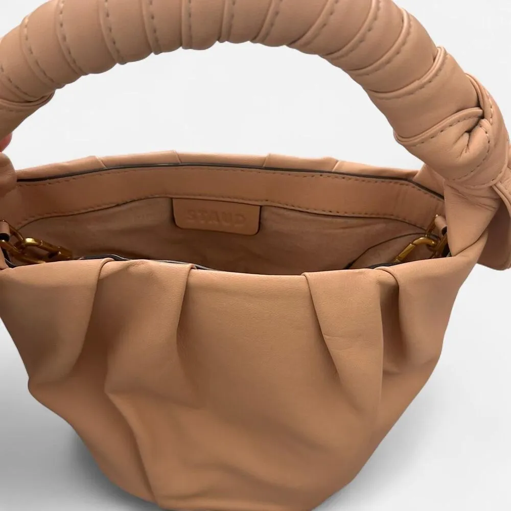 Staud Dani Pleated Leather Bucket Bag – Neutral Luxe Minimalist Style like new - Image 4