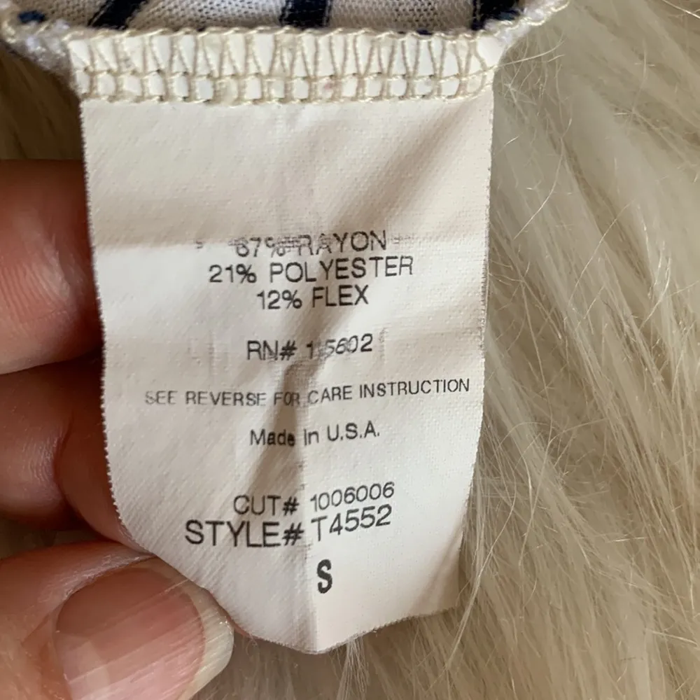 Lush Blue and Cream Striped Racerback Tank Top with Cream Floral Appliqué Size S - Image 6