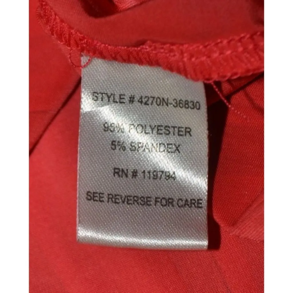 One World Ladies Red 3/4 Sleeve Studded V-Neck Blouse XL Stretch Floral Tunic - Image 11