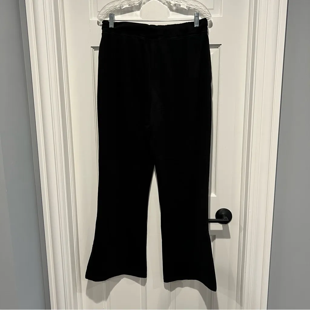 Spiritual Gangster Fleece Wide Leg Split Cuff Pants Black Large High Rise - Image 4