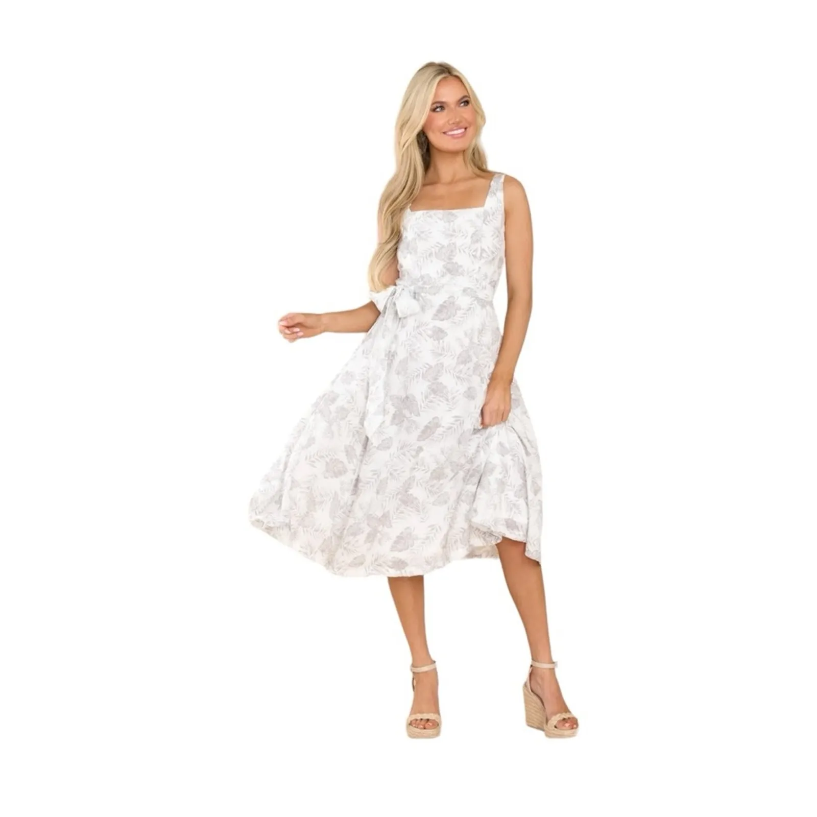 Anthropologies Aakaa It’s All Special White Floral Print Midi Dress NWT Large - Image 3