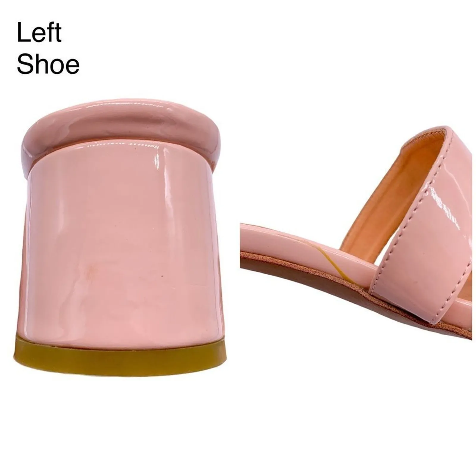 Marais USA Jane Mule Blush Pink Vegan Patent Slide Block Heel Sandals Size 7.5 - Image 9
