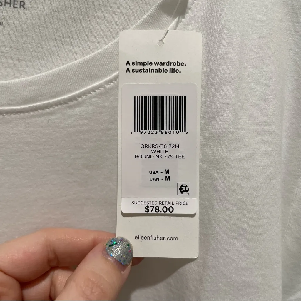 Eileen Fisher Organic Pima Cotton White Short Sleeve Top Women Size Medium - Image 8