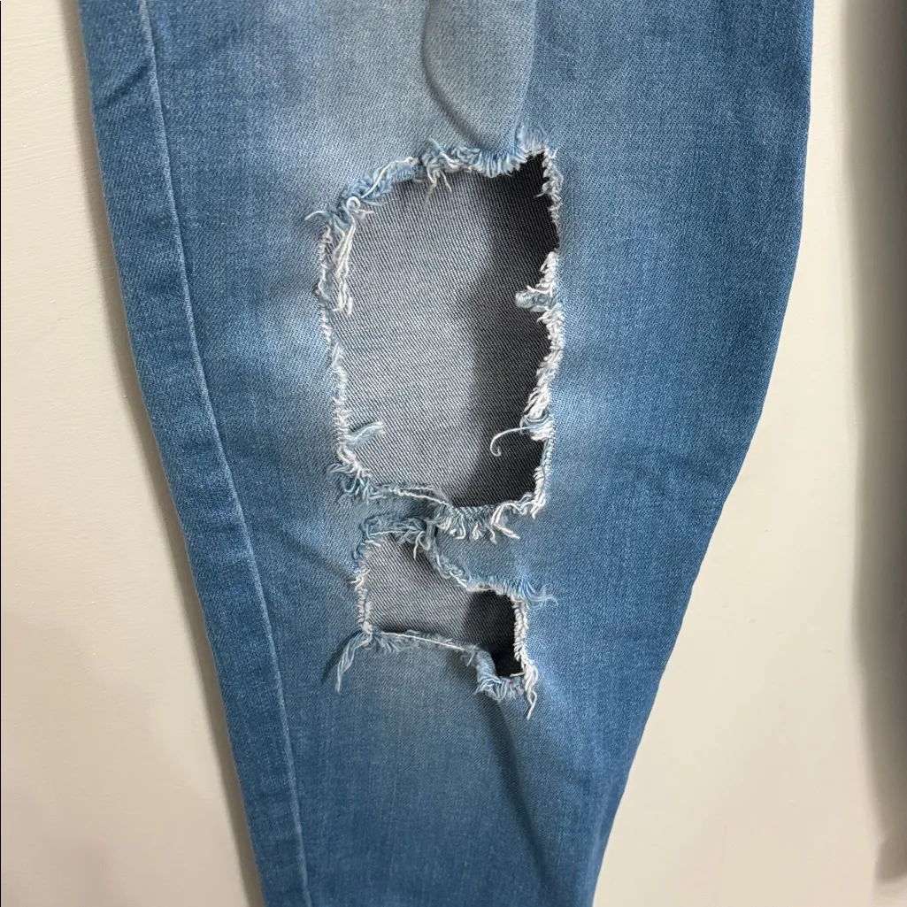 FitJeans High Waisted Super Ripped Mom Jeans Blue Size undefined - Image 3