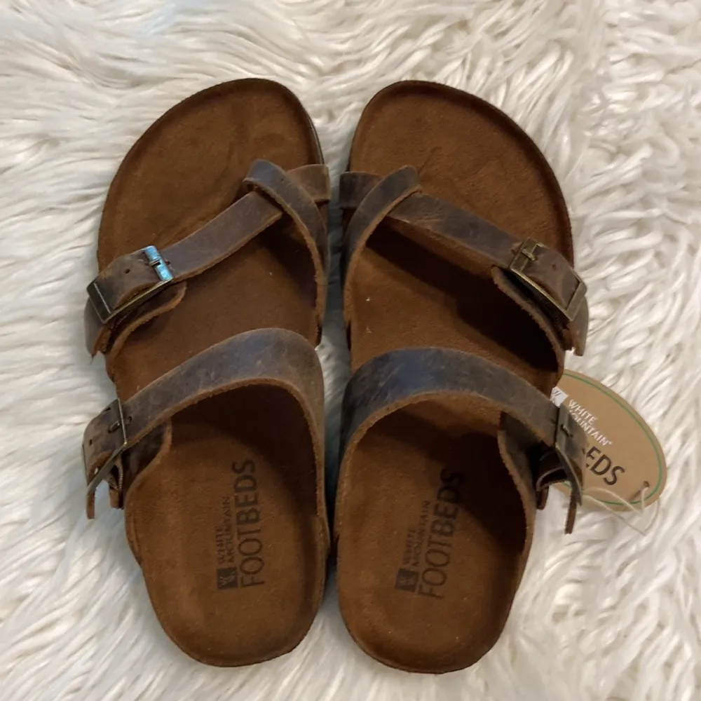 Footbeds Sandals size 6 brand new with box genuine leather brown color - Image 9