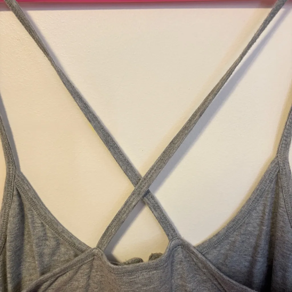 Hollister Y2K Babydoll Button Gathered Waist Cross Back Cami Tank Top Grey S - Image 4