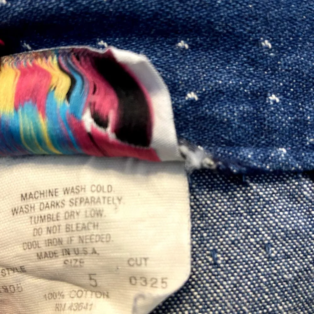 Kayo of California Denim Skirt 100% Cotton Polka Dot Pencil Front Slit Blue 24" Size XS - Image 4