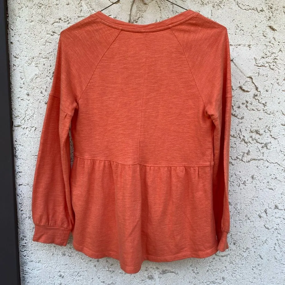 Pilcro by Anthropologie Size XXS Terrycloth orange boho long sleeve top cotton - Image 6