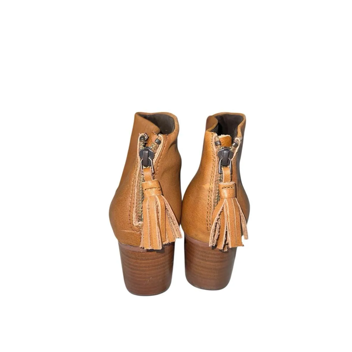 Toms Light Brown Leather Ankle Boots With Back Zipper Women’s Size 7 - Image 4