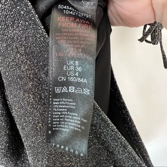 Top Shop Womens Long Sleeve shimmer open‎ back dress Size 8 - Image 7