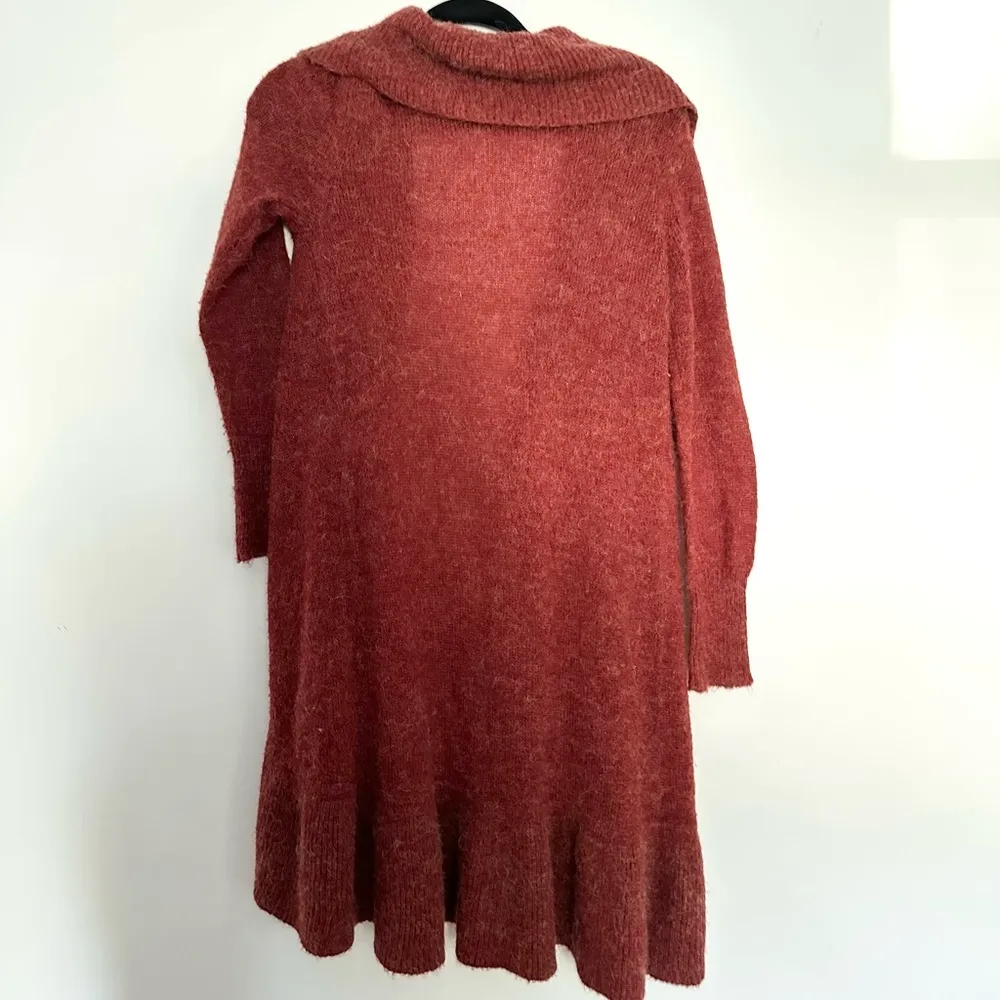 The Limited Size S Orange Cozy Alpaca Mohair Blend Waterfall cardigan sweater - Image 2