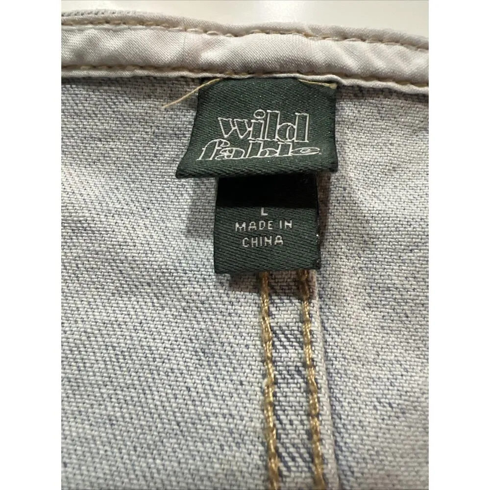 Wild Fable Denim Vest Tank Cropped Light Wash Floral Print Women's L NWT - Image 4