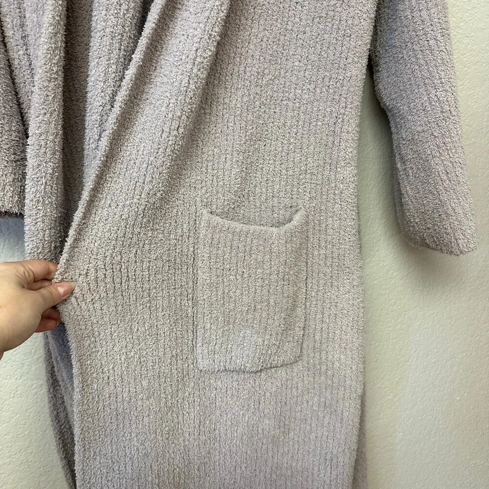 Barefoot Dreams CozyChic Ribbed Hooded Robe Gray Size 2 - Image 6