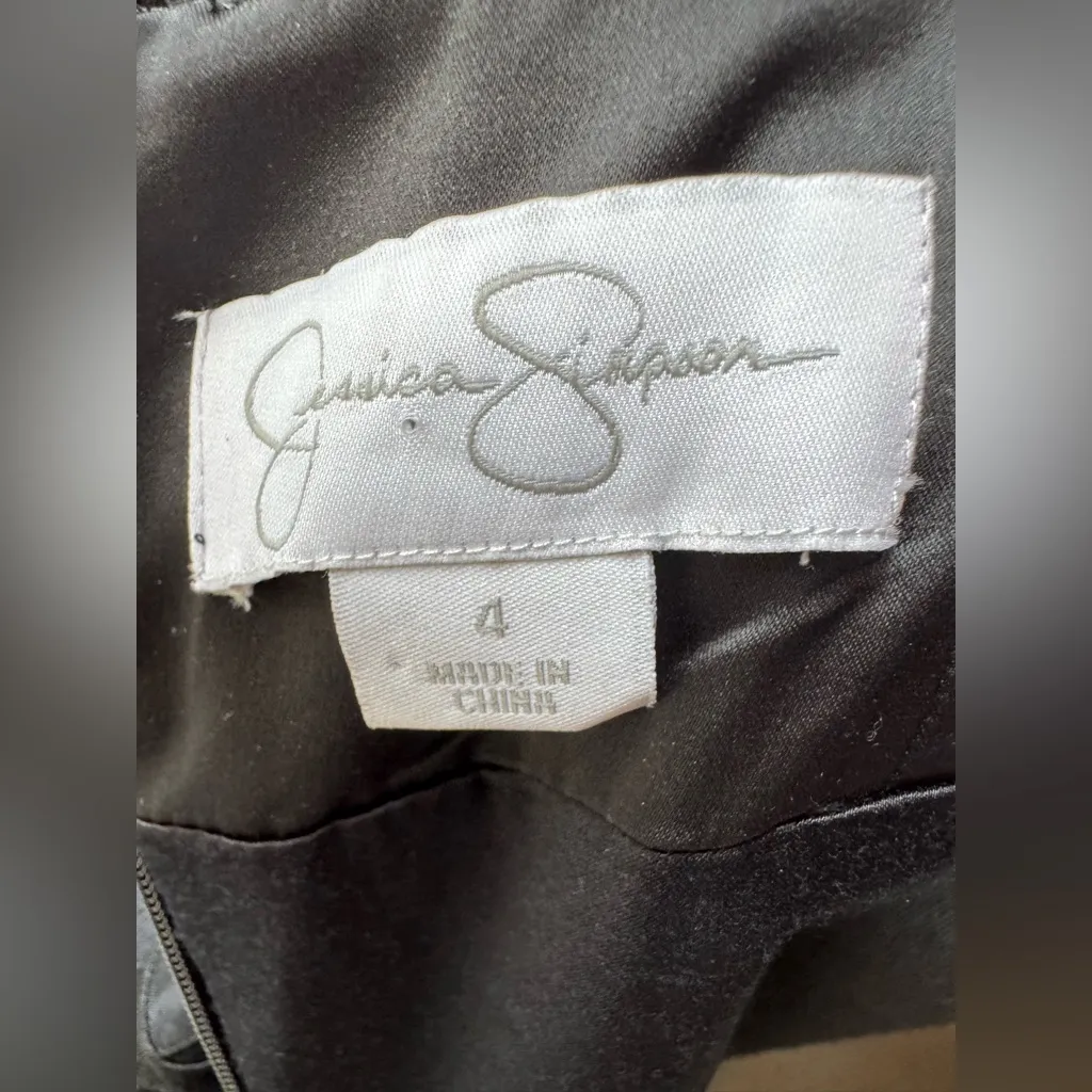 Jessica Simpson silk floral embroidered black whimsigoth dress size 4 - Image 8