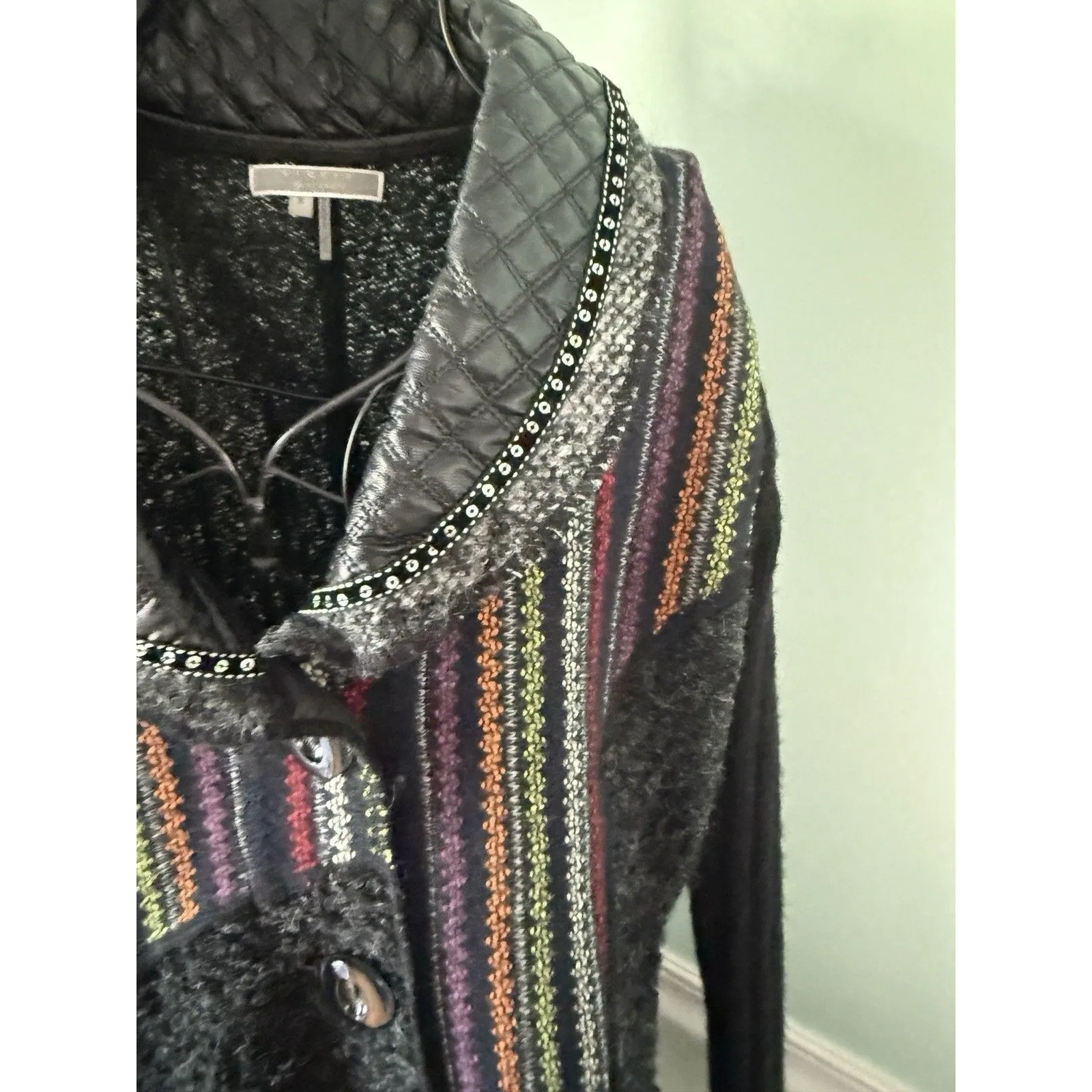 Liquid by Sioni Artsy Funky Whimsical Goth Boho Punk Sweater Cardigan Jacket S - Image 4