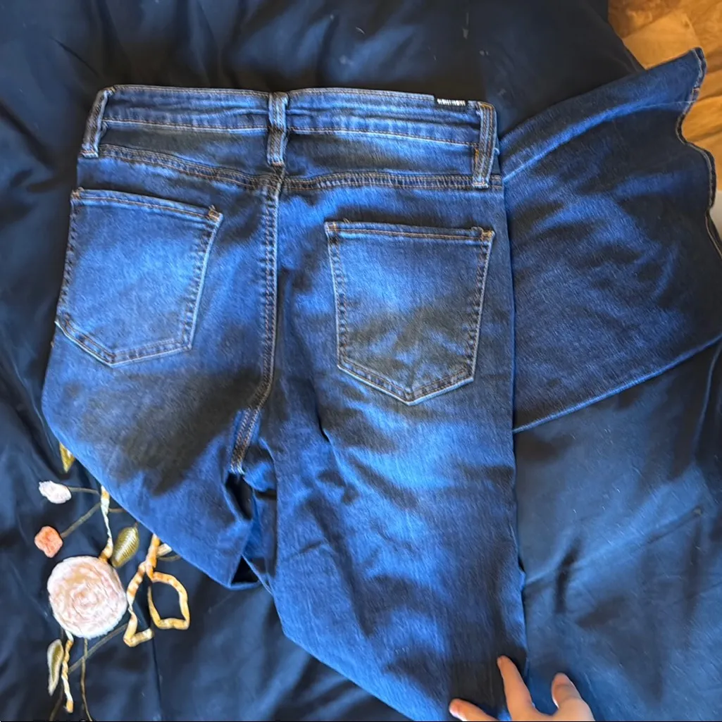 Almost Famous Distressed Flare Jeans in Blue - Image 4