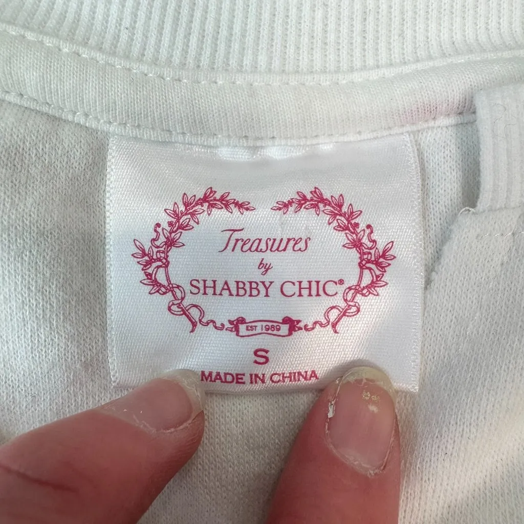 Treasures Shabby Chic cottagecore floral long sleeve pull over crop small D49 White - Image 3