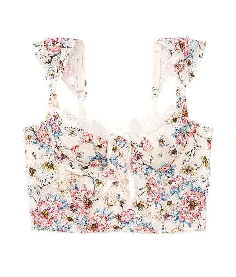 Victoria's Secret White floral Bustier/Corset Top - Image 2