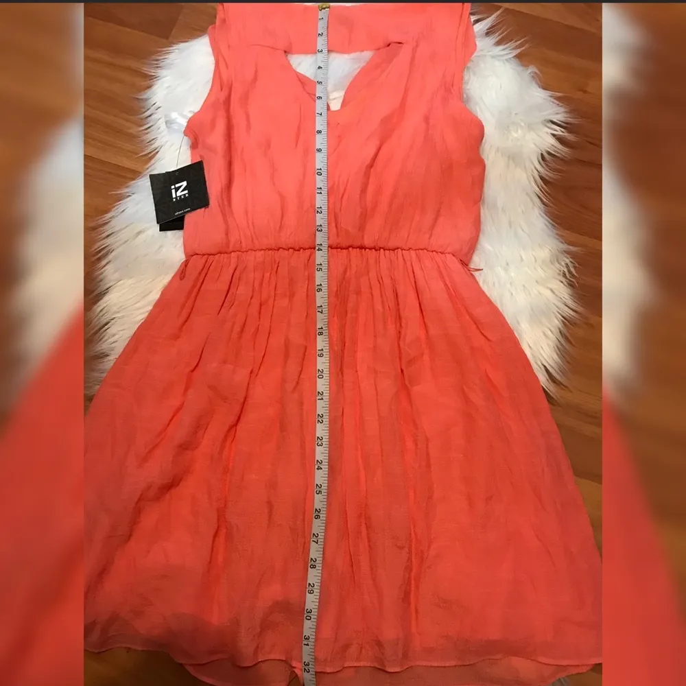 IZ Bayer Coral Guaze Ruffle Summer Dress Size M - Image 5