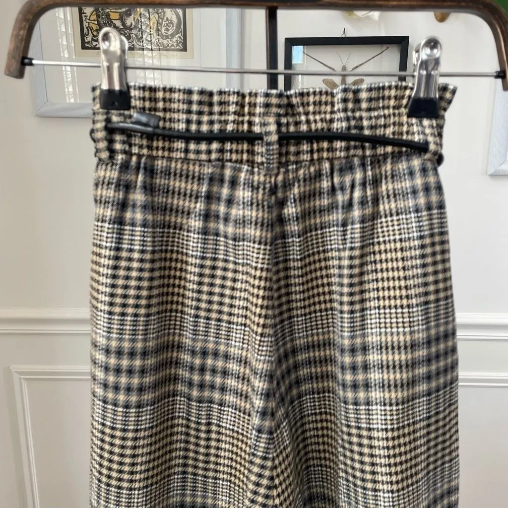 Strativarius Glenn Plaid Paper Bag Crop Trousers Pants XS - Image 7