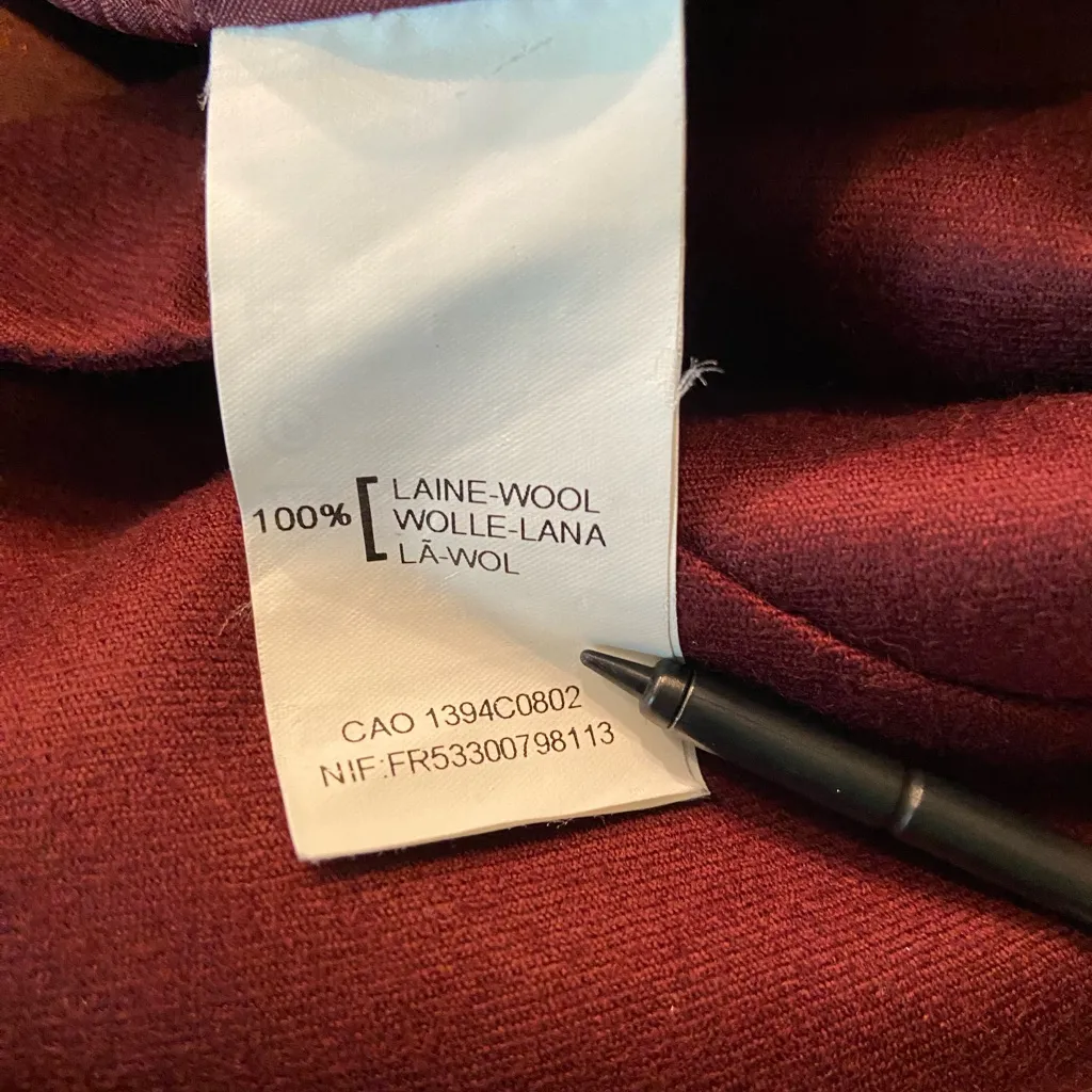 Rodier wool Blazer, belted and buttoned, front pockets, size 16‎ Pink - Image 4