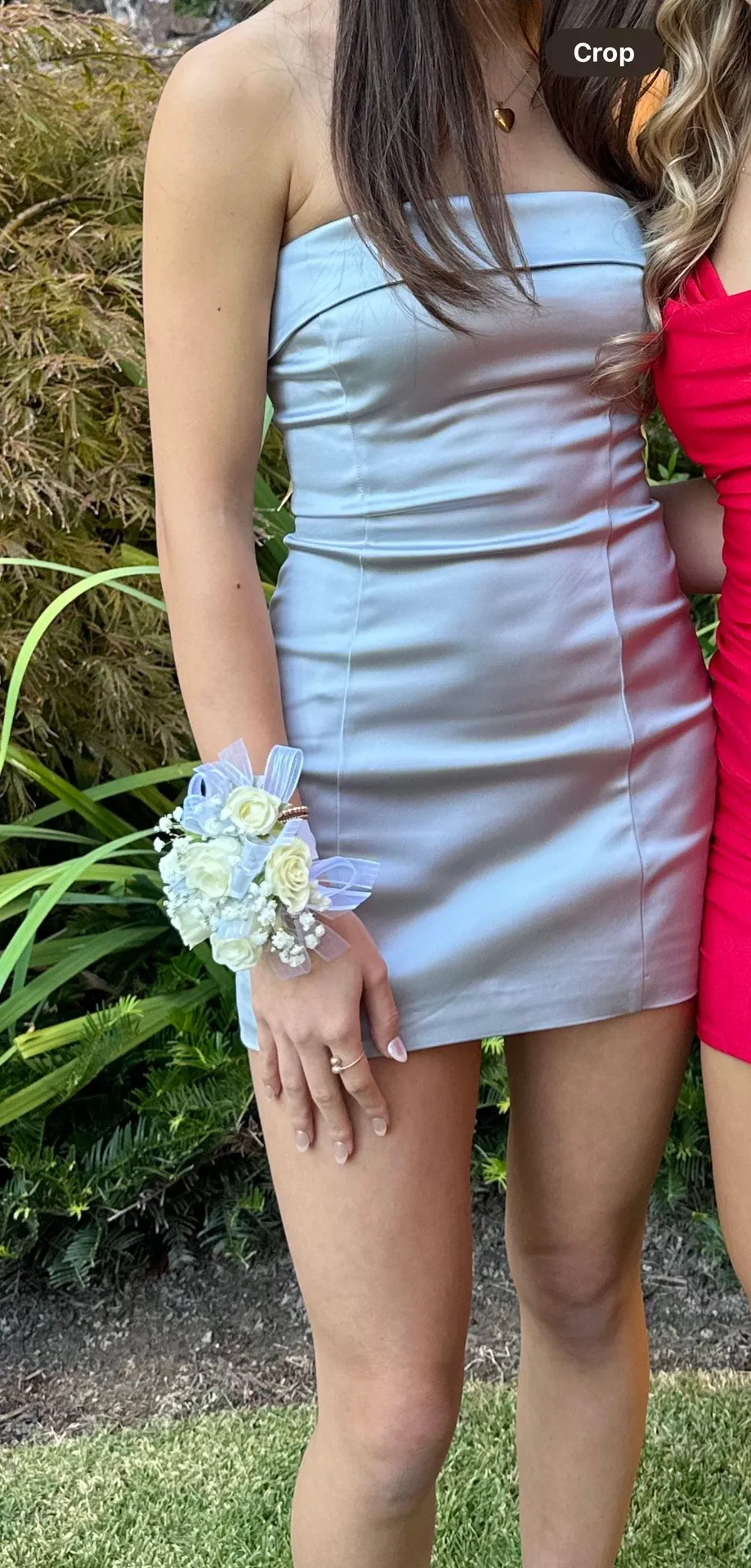 Silk Strapless Mini Dress - Image 2