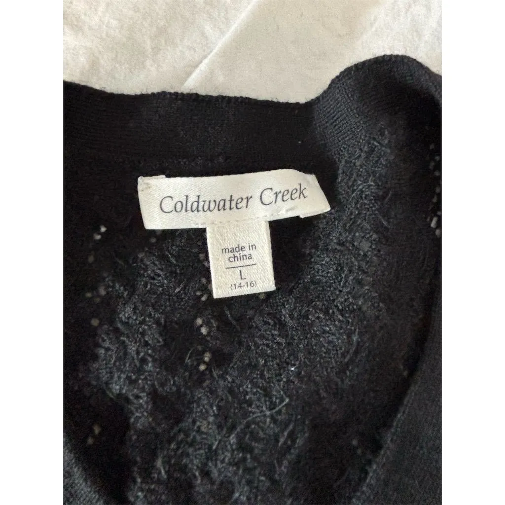 Coldwater Creek Women's L Black Sequin Button-Down‎ Cardigan Sweater - Image 5