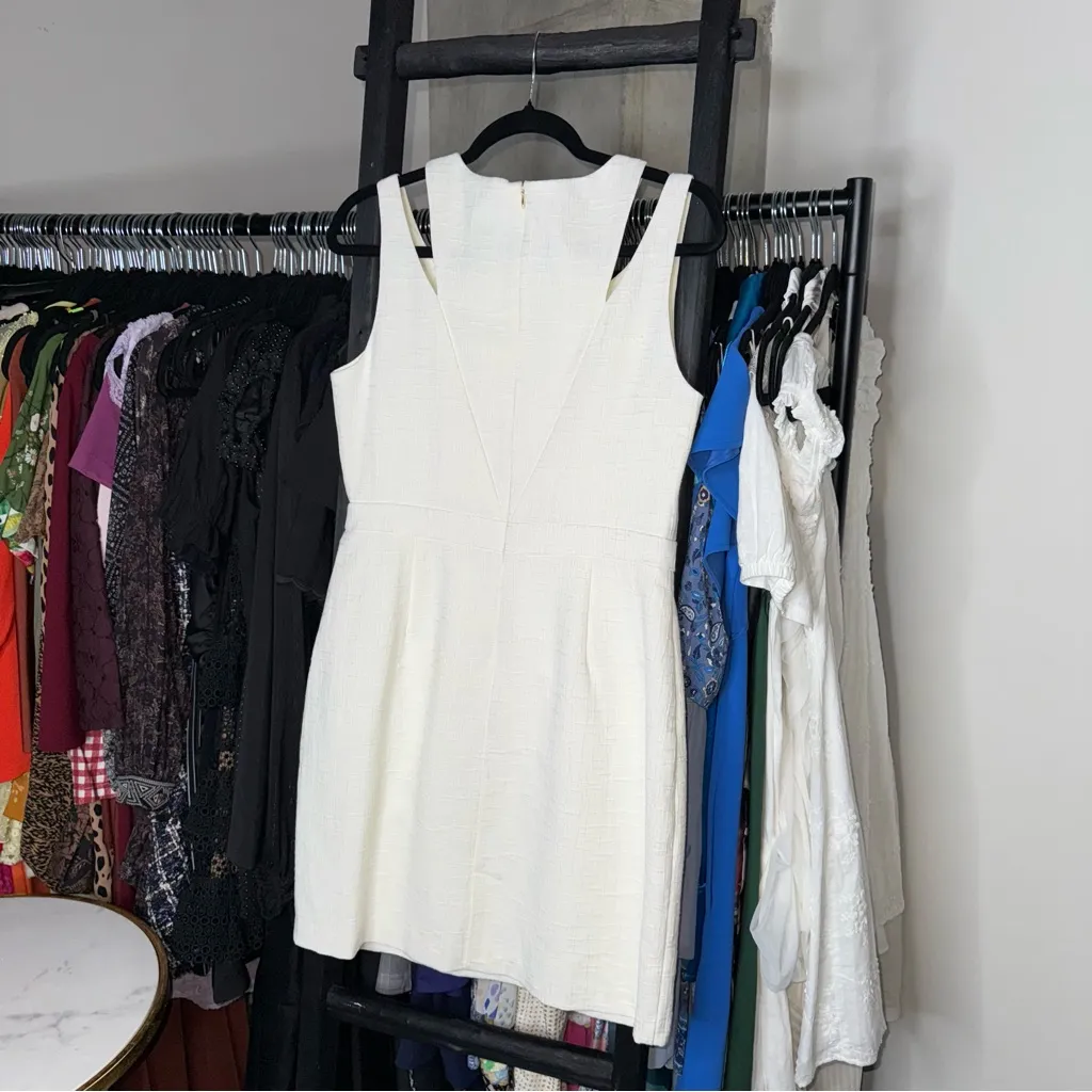 Anna Cate Eden Textured Cream Cotton Mini Dress with Cutout Shoulders White Size M - Image 13