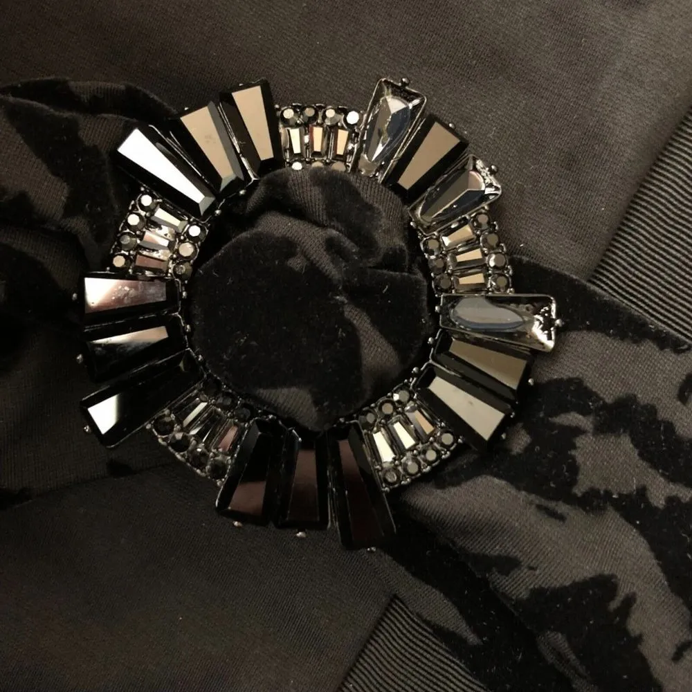 DUNDAS x REVOLVE Ramone Mini Dress in Black Tiger Velvet Burnout Shoulderpads M Size M - Image 4