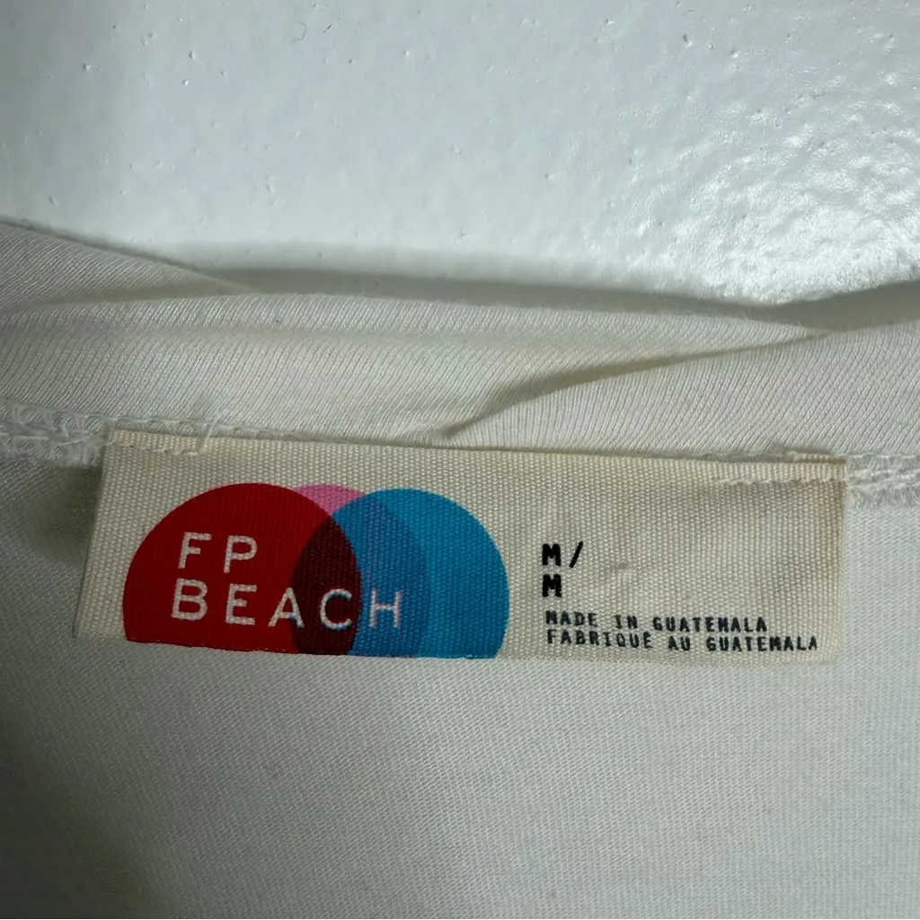 FP Beach Carter Slouchy V-Neck Dress Off-White Short Sleeve Resort Coverup Med - Image 6