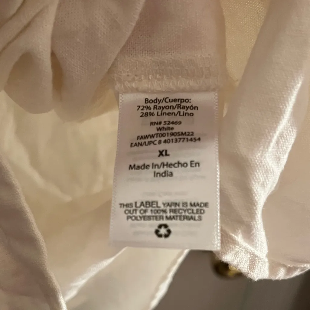 Free Assembly Linen Blend Button Down Shirt with Short Sleeves White Size XL - Image 6