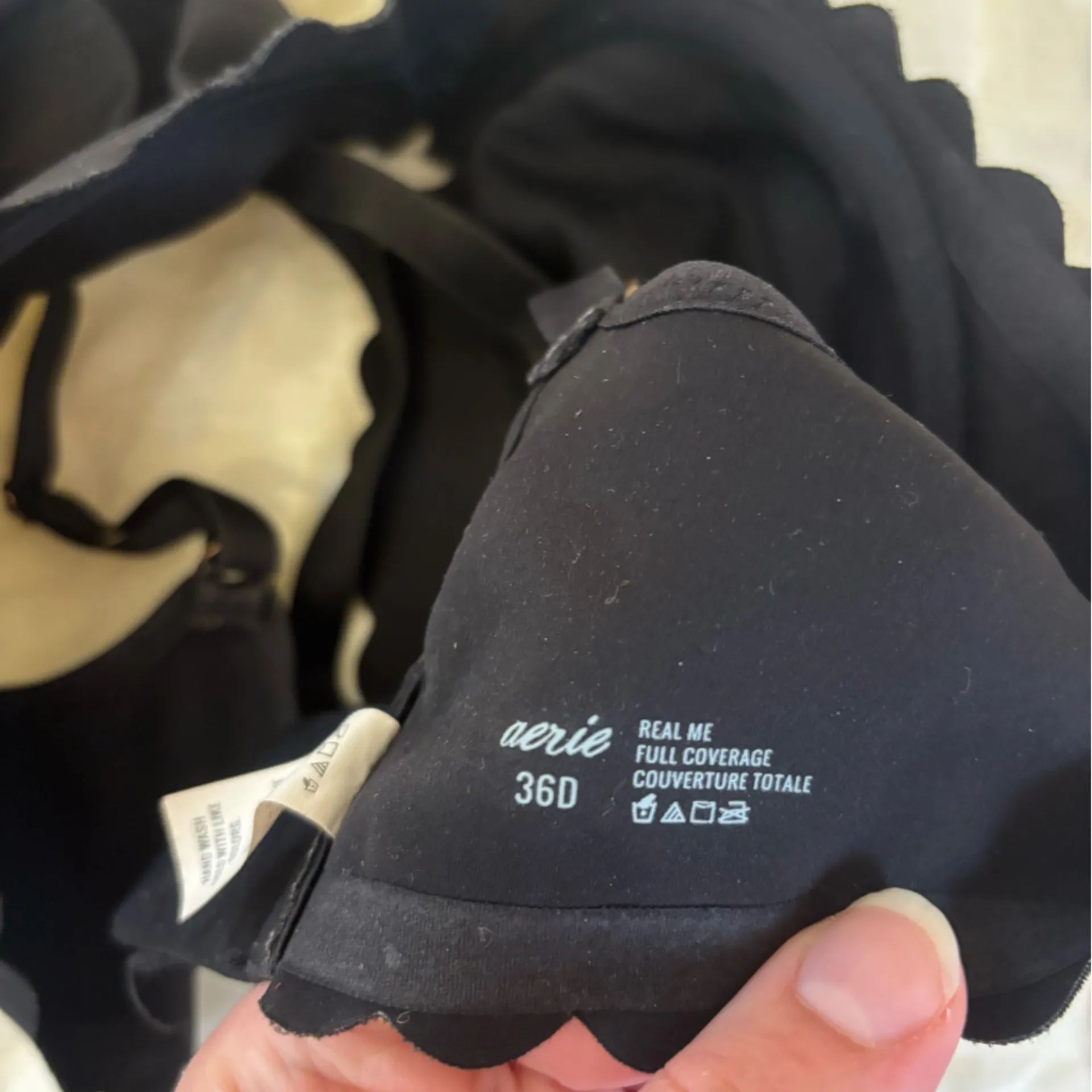 Aerie Real Me Full Coverage Unlined Black Bra 36D - Image 3