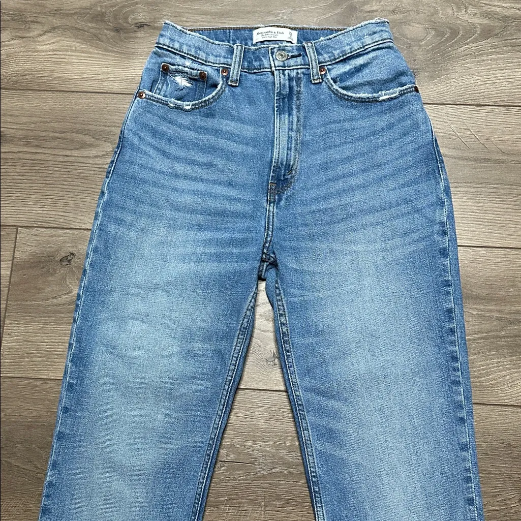 Abercrombie & Fitch Ankle Straight Ultra High Rise Curve Love Blue Jeans 26 - Image 2