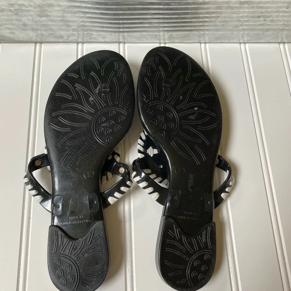 Jack Rogers sandals 7 black white jelly studded whipstitched flip flop - Image 5