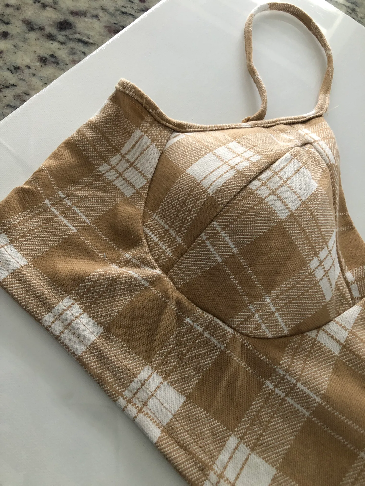 Cropped Plaid Tank Top - Image 4