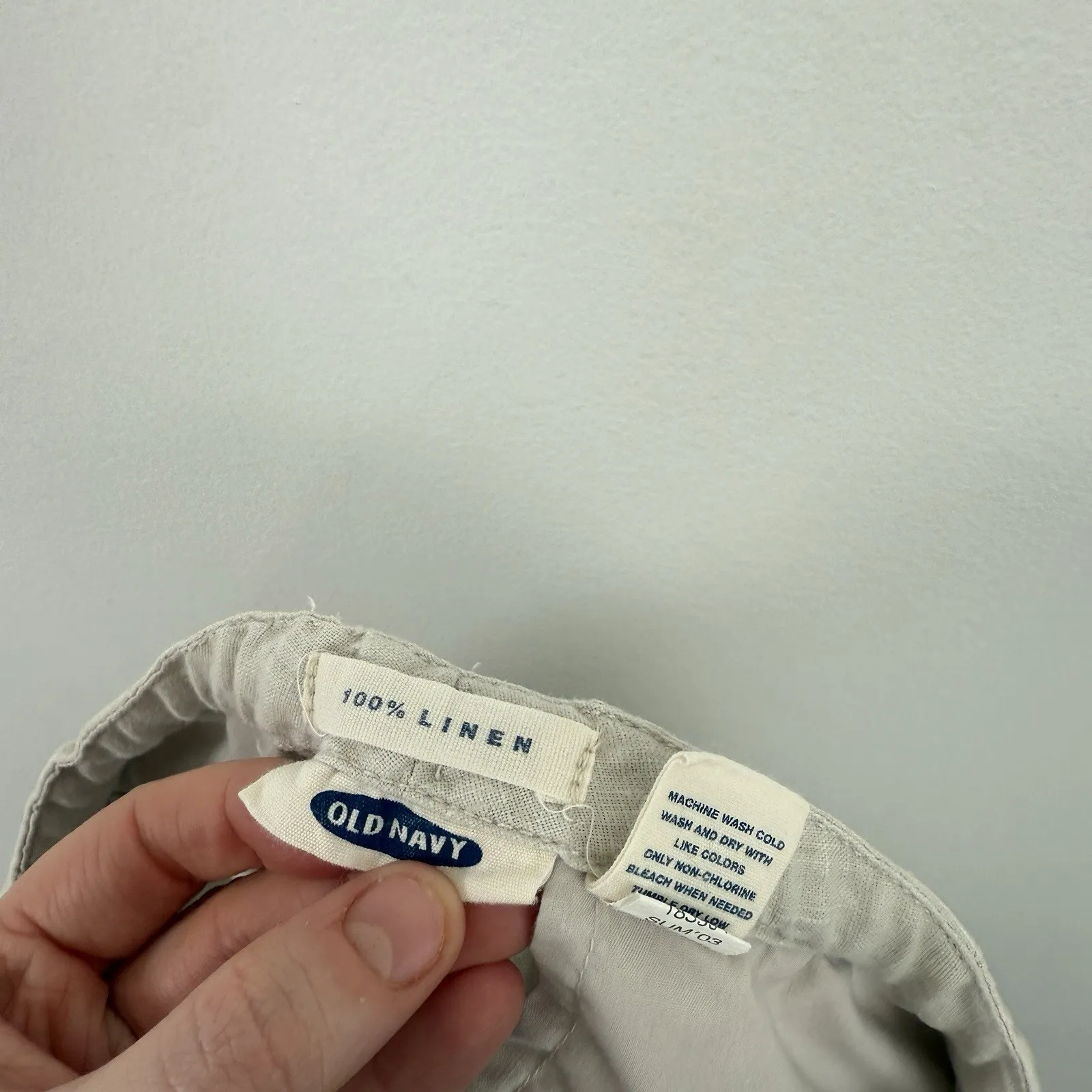 Old Navy Vintage Y2K 100% Linen Pants Beige Coastal Lagenlook Womens 8 - Image 5