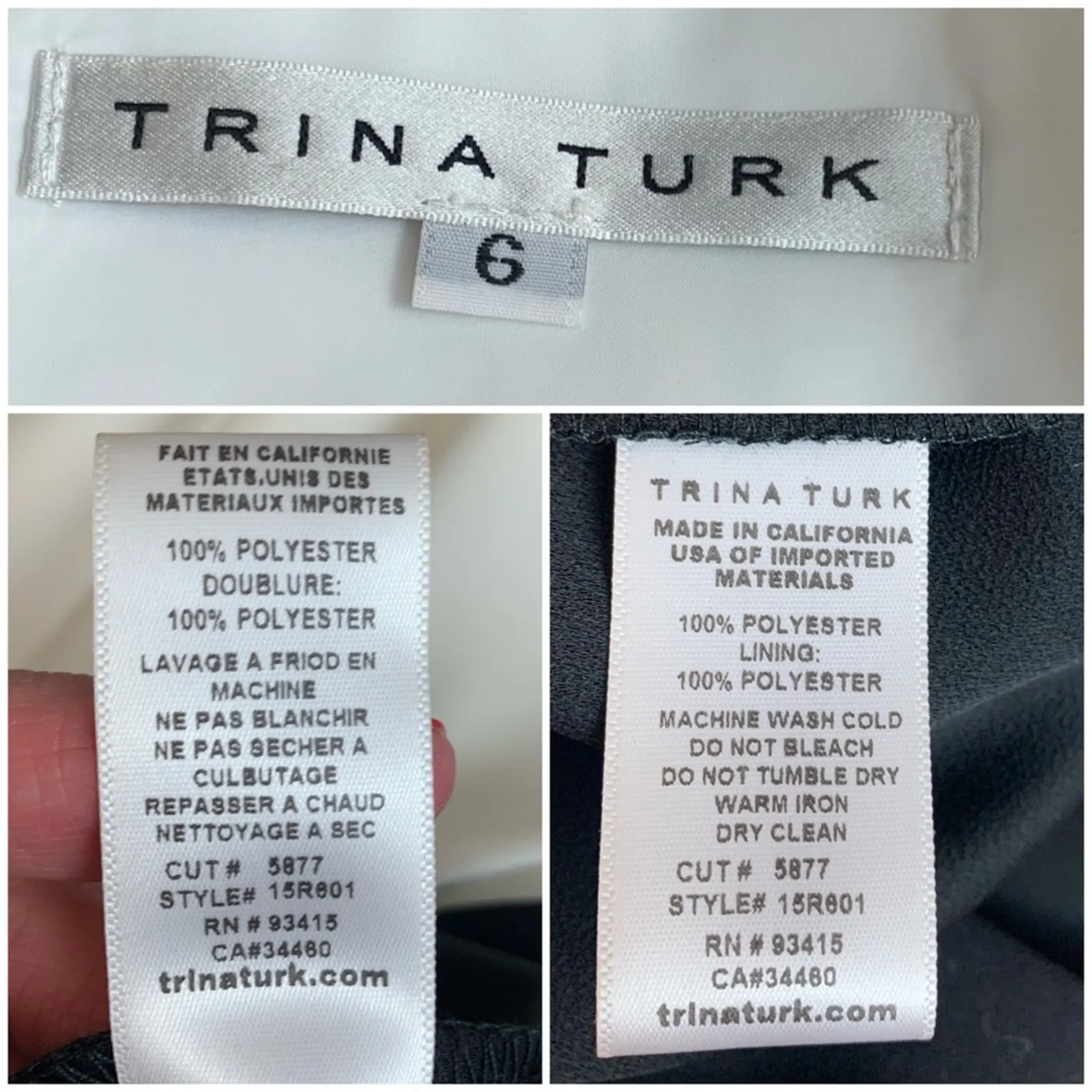 Trina Turk Cream Black Sleeveless V-neck Color Block Jumpsuit Women's Size 6 - Image 10